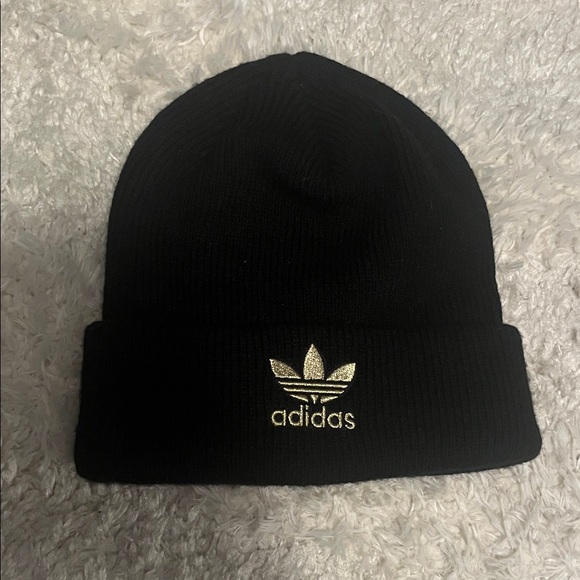 adidas Accessories - Adidas Black Knit Hat with Gold Emblem
